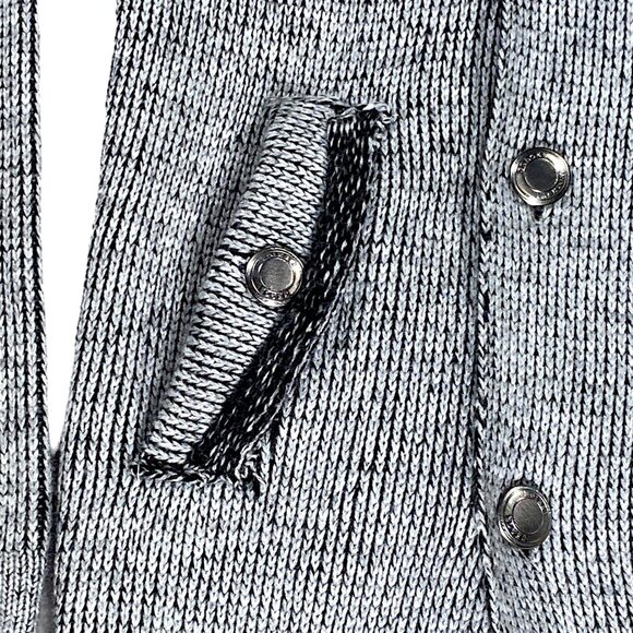 Barabas Coat Mens M Gray Pea Short Jacket Knitwear Metallic Button Logo Everyday - Picture 15 of 16